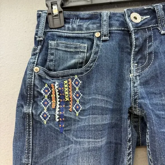 Cowgirl Tuff Jeans Women's 24x33 (0) Blue Aztec Mustang Boot Cut Embroidered - Picture 11 of 16